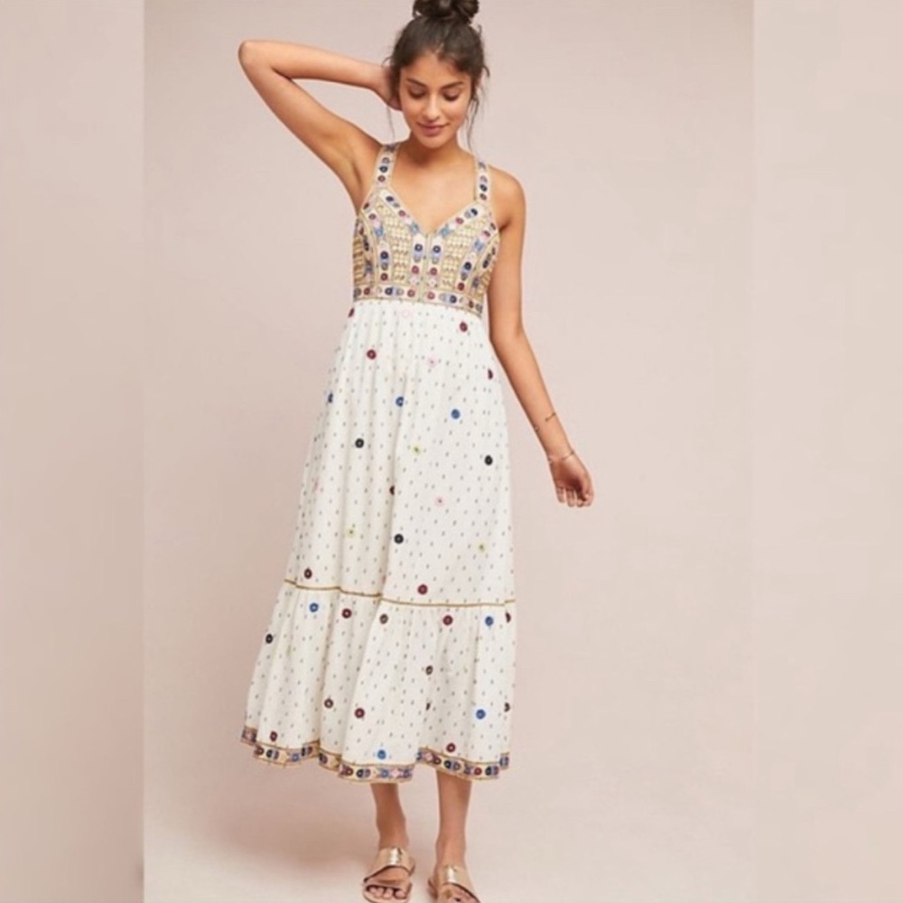 Embroidered White Maxi Dress